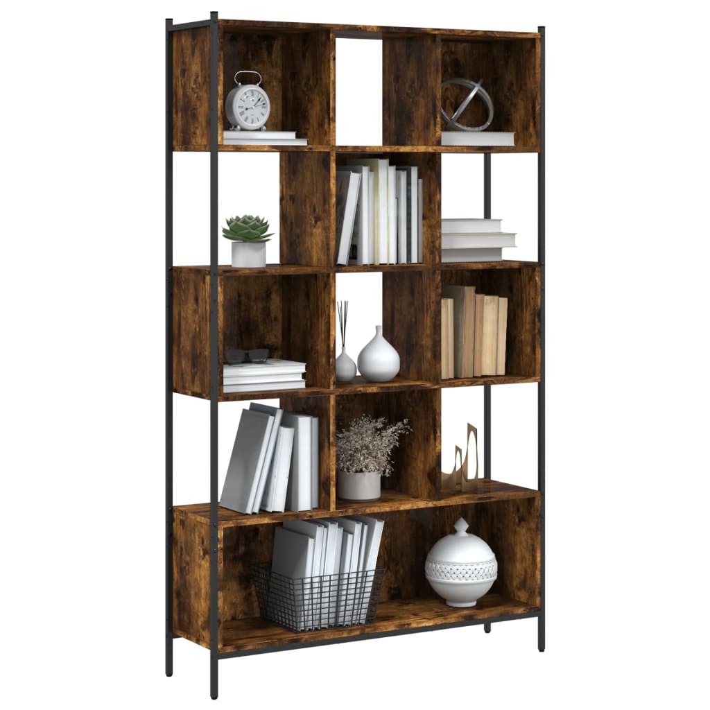 vidaXL Bookcase Smoked Oak 102x28x172 cm Engineered Wood - Brown