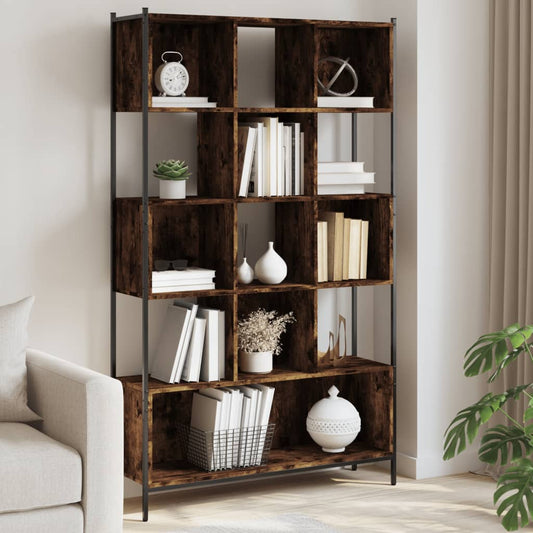 vidaXL Bookcase Smoked Oak 102x28x172 cm Engineered Wood - Brown