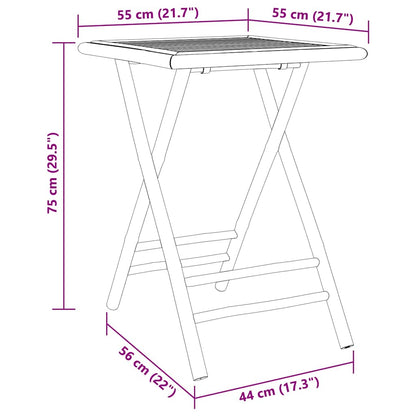 vidaXL Folding Garden Table 55x55x75 cm Bamboo - Brown