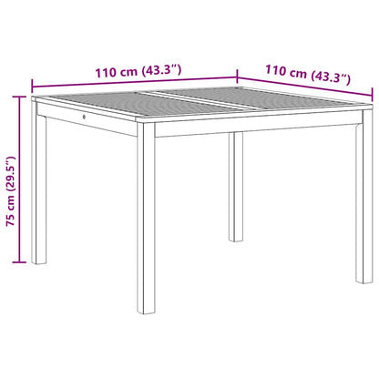 vidaXL Garden Dining Table 110x110x75 cm Solid Wood Acacia - Brown