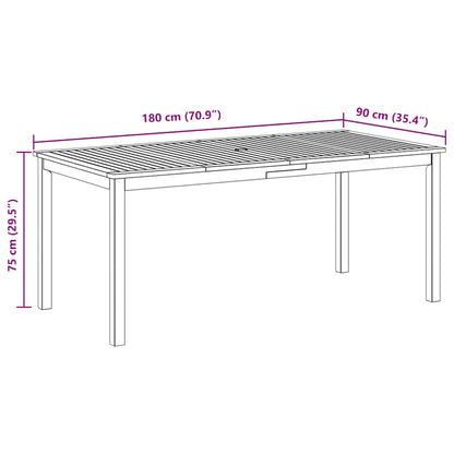 vidaXL Garden Dining Table 180x90x75 cm Solid Wood Acacia - Brown