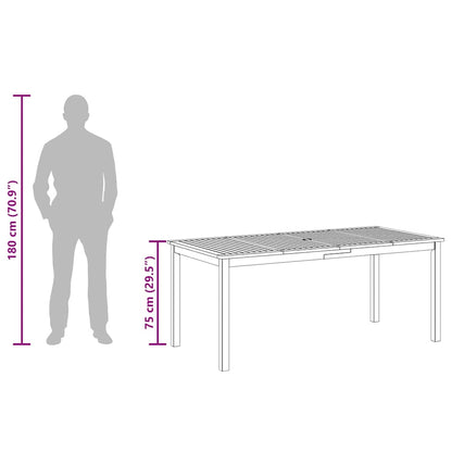 vidaXL Garden Dining Table 180x90x75 cm Solid Wood Acacia - Brown