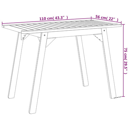 vidaXL Garden Dining Table 110x56x75 cm Solid Wood Acacia - Brown