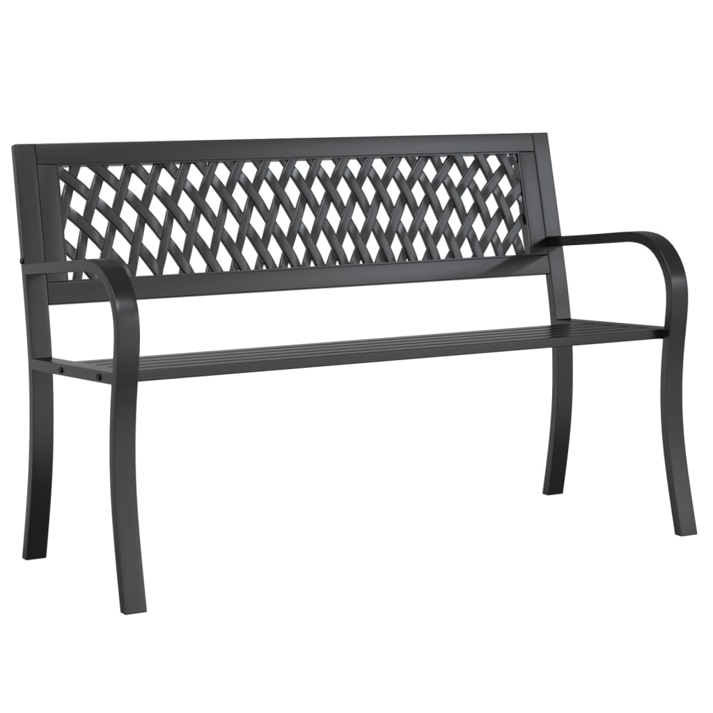 vidaXL Garden Bench Black 120 cm Steel - 31526