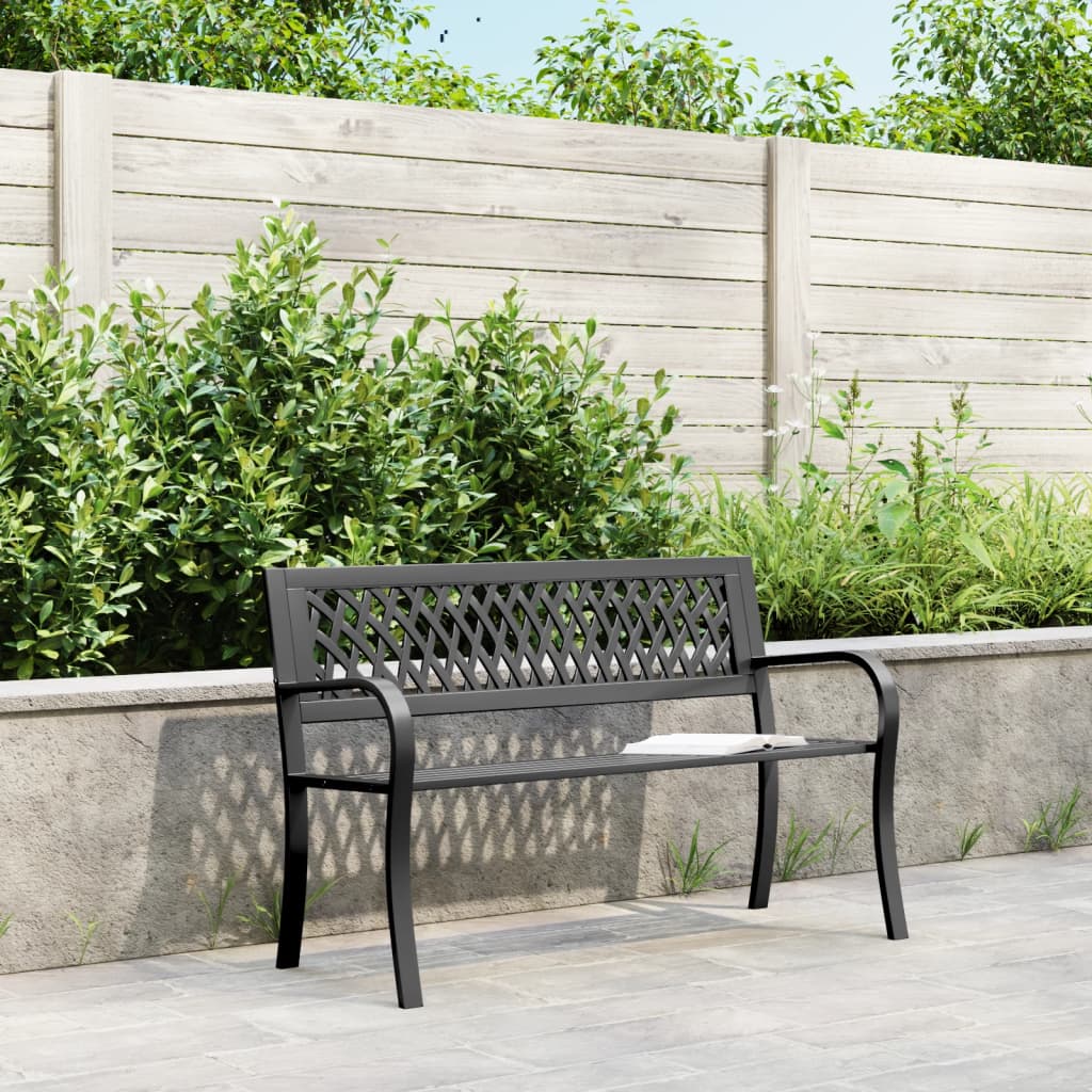 vidaXL Garden Bench Black 120 cm Steel - 31526