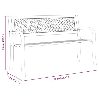 vidaXL Garden Bench Black 120 cm Steel - 31526