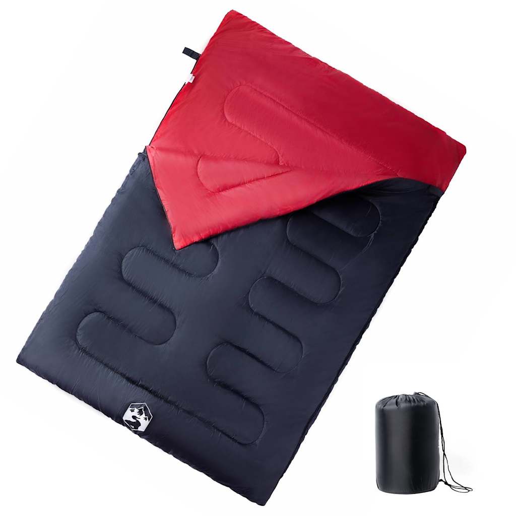 vidaXL Double Sleeping Bag with Pillows for Adults Camping 3-4 Seasons - Red - 220 x 150 cm