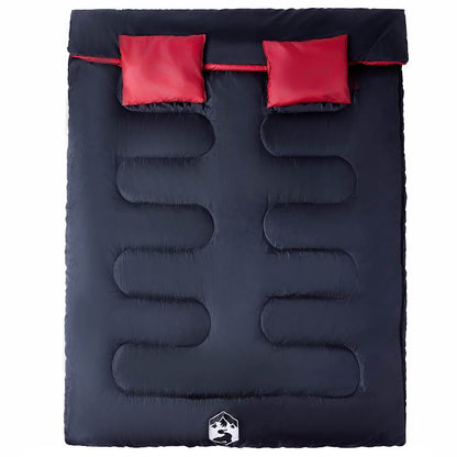 vidaXL Double Sleeping Bag with Pillows for Adults Camping 3-4 Seasons - Red - 220 x 150 cm