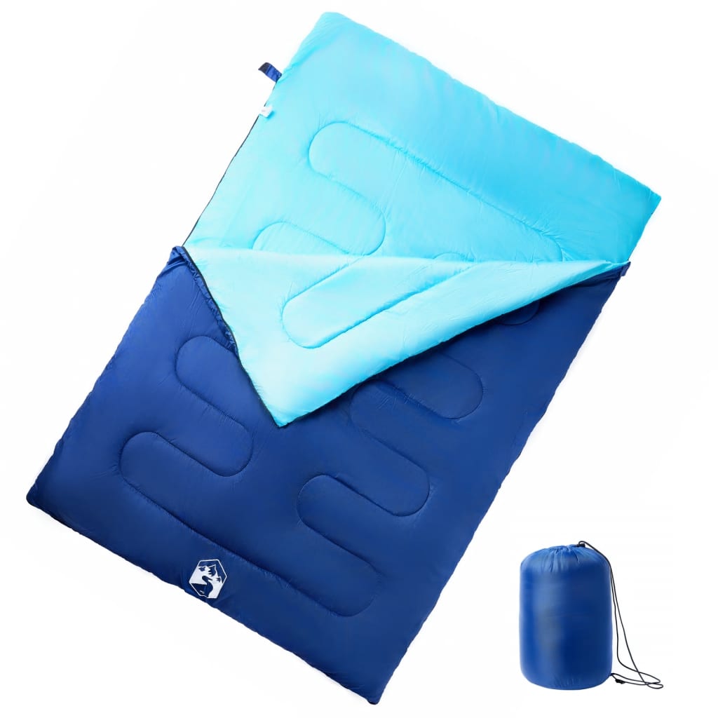 vidaXL Double Sleeping Bag with Pillows for Adults Camping 3-4 Seasons - Blue - 220 x 150 cm