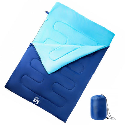 vidaXL Double Sleeping Bag with Pillows for Adults Camping 3-4 Seasons - Blue - 220 x 150 cm