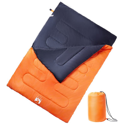 vidaXL Double Sleeping Bag with Pillows for Adults Camping 3-4 Seasons - Orange - 220 x 150 cm