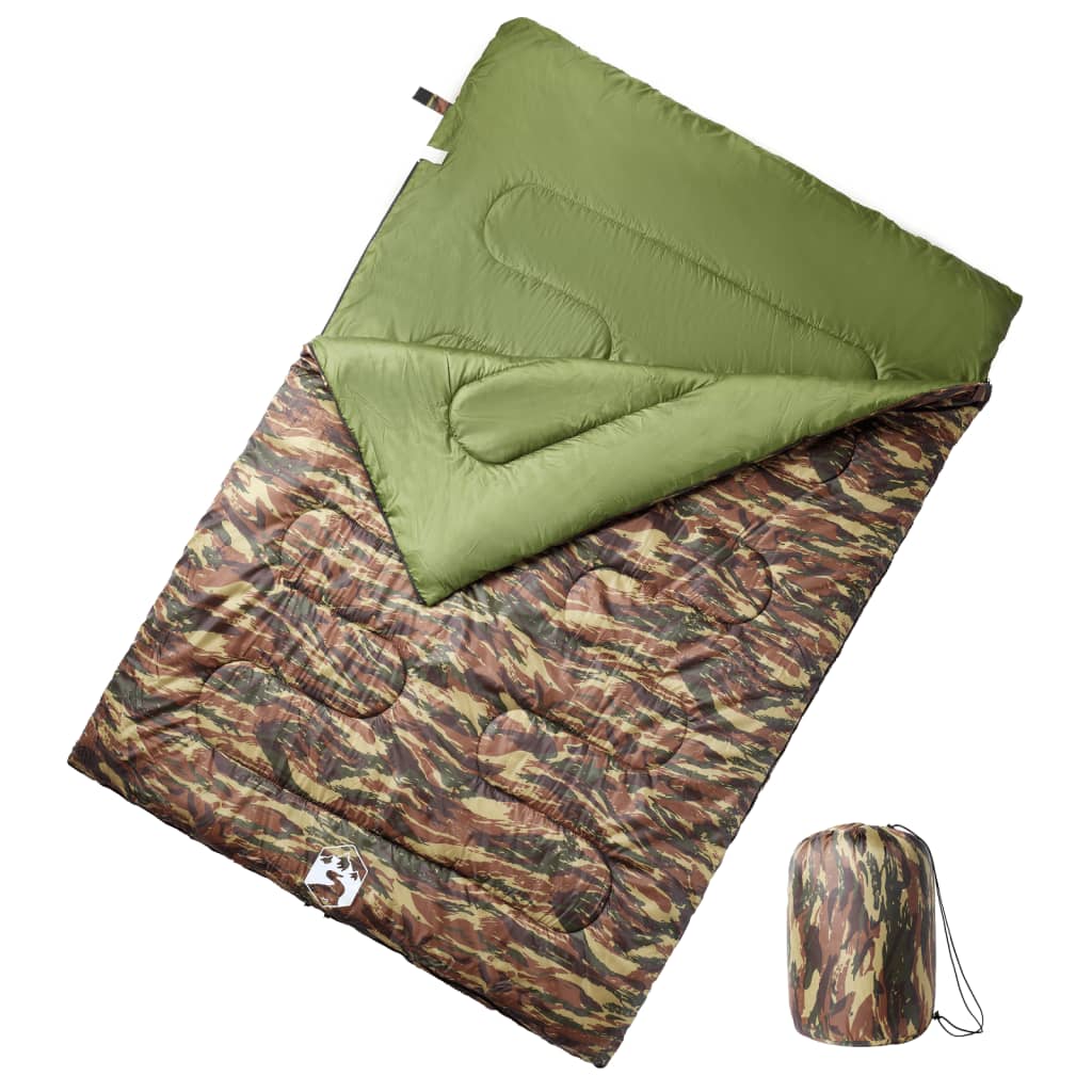 vidaXL Double Sleeping Bag with Pillows for Adults Camping 3-4 Seasons - Gre - 220 x 150 cm