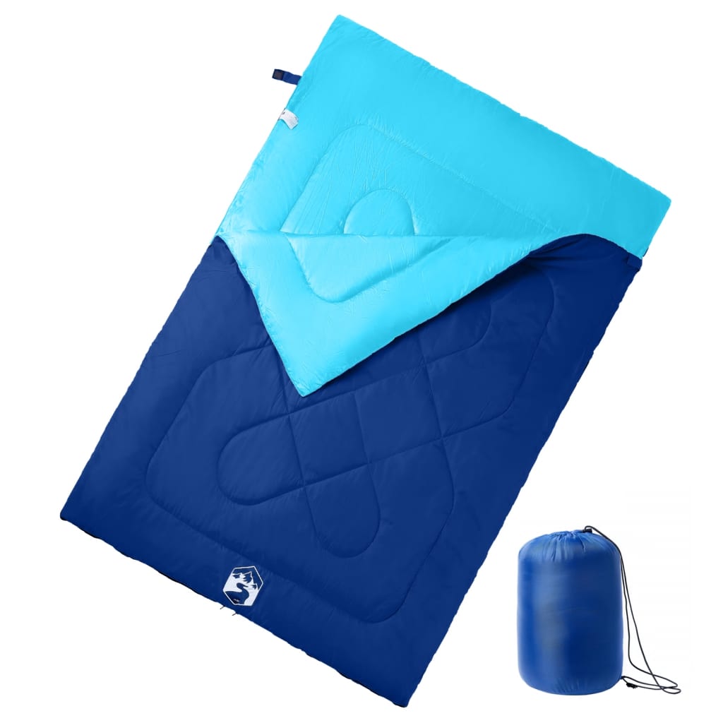 vidaXL Double Sleeping Bag with Pillows for Adults Camping 3-4 Seasons - Blue - 220 x 150 cm - 64137