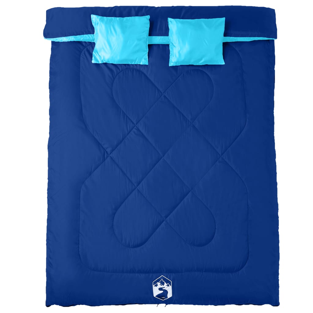 vidaXL Double Sleeping Bag with Pillows for Adults Camping 3-4 Seasons - Blue - 220 x 150 cm - 64137
