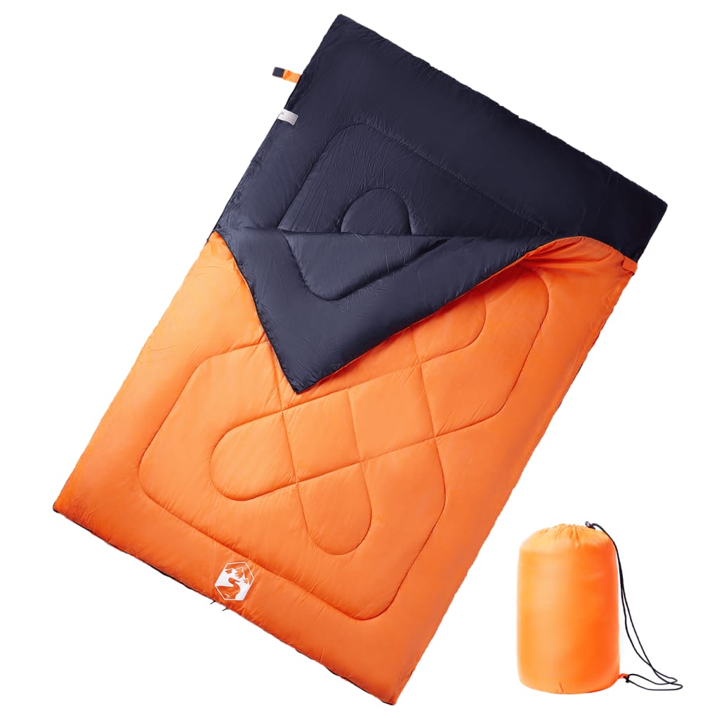 vidaXL Double Sleeping Bag with Pillows for Adults Camping 3-4 Seasons - Orange - 220 x 150 cm - 64140