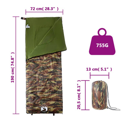 vidaXL Sleeping Bag for Adults Camping 3 Seasons - Gre - 190 x 72 cm