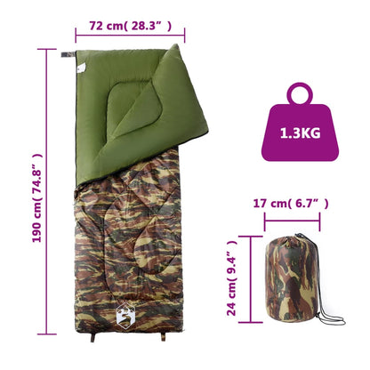 vidaXL Sleeping Bag for Adults Camping 3 Seasons - Gre - 190 x 72 cm - 64198