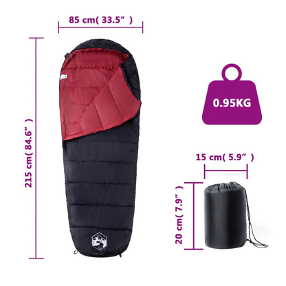 vidaXL Mummy Sleeping Bag for Adults Camping 3 Seasons - Red - 215 x 85 cm