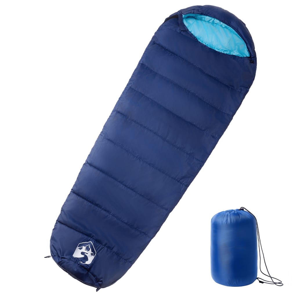vidaXL Mummy Sleeping Bag for Adults Camping 3 Seasons - Blue - 215 x 85 cm