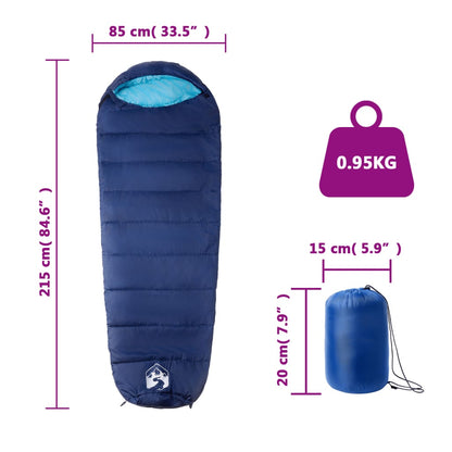 vidaXL Mummy Sleeping Bag for Adults Camping 3 Seasons - Blue - 215 x 85 cm