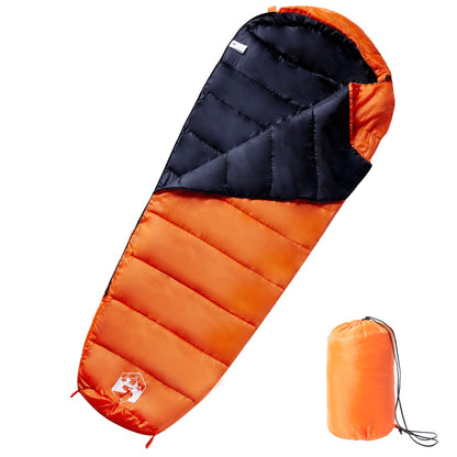 vidaXL Mummy Sleeping Bag for Adults Camping 3 Seasons - Orange - 215 x 85 cm