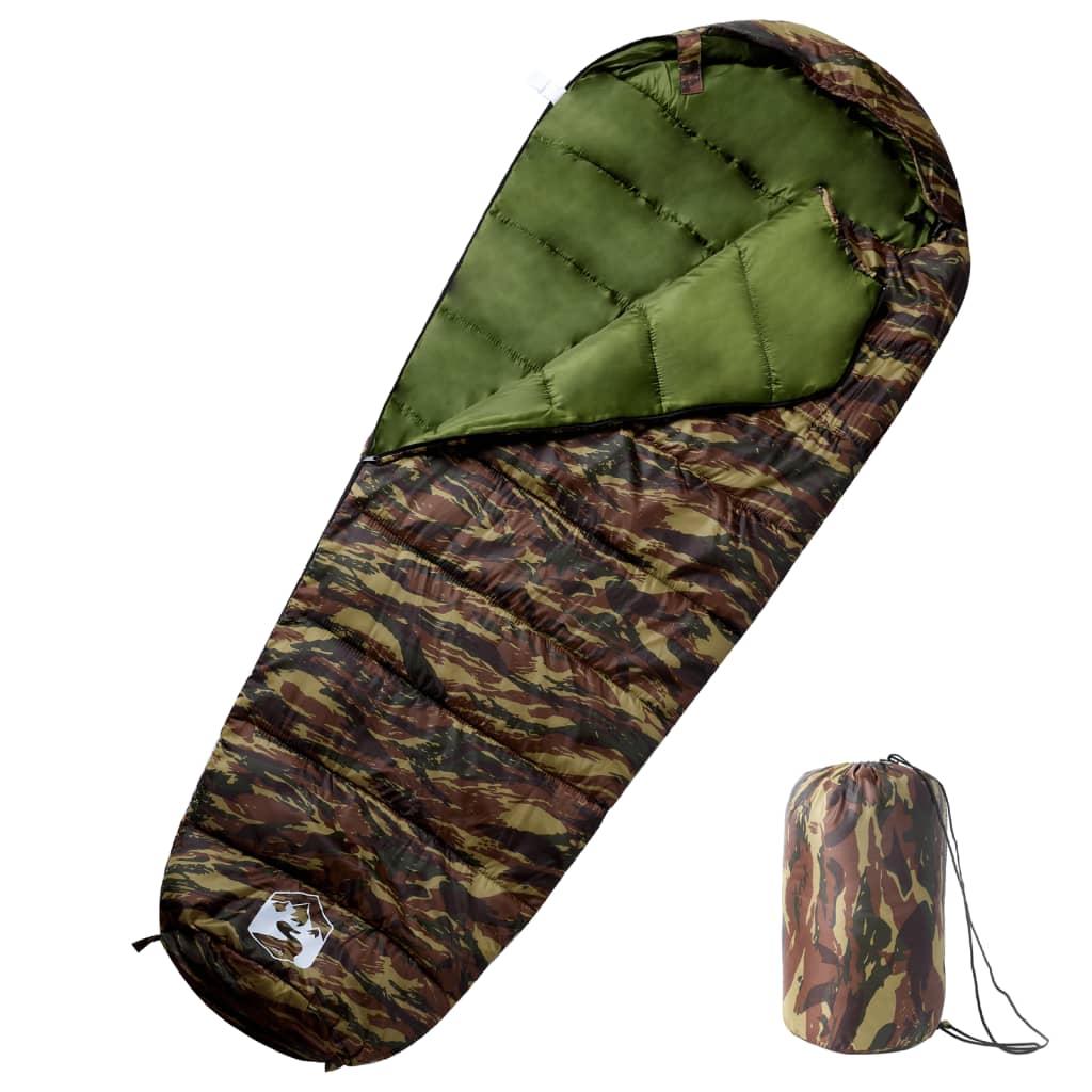 vidaXL Mummy Sleeping Bag for Adults Camping 3 Seasons - Gre - 215 x 85 cm