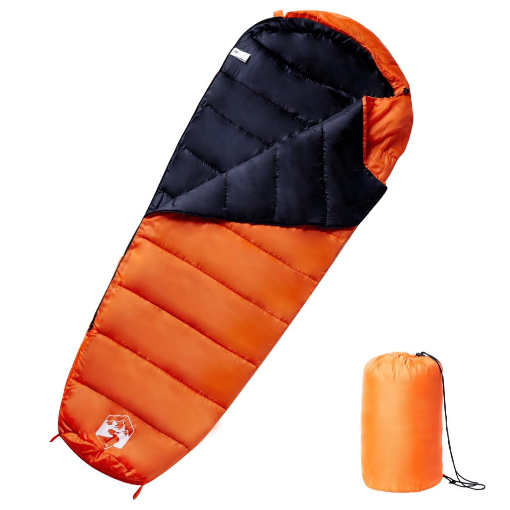 vidaXL Mummy Sleeping Bag for Adults Camping 3 Seasons - Orange - 215 x 85 cm - 64243