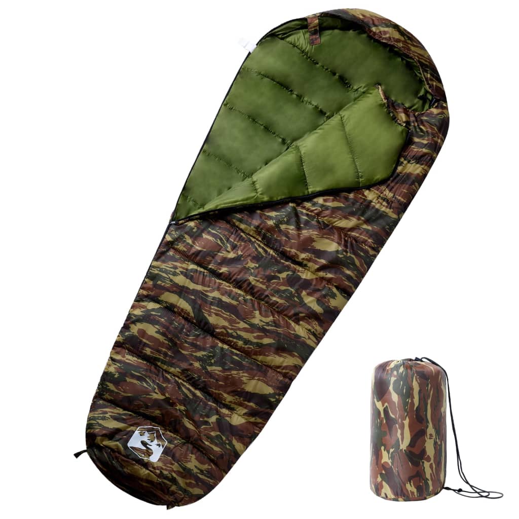vidaXL Mummy Sleeping Bag for Adults Camping 3 Seasons - Gre - 215 x 85 cm - 64254