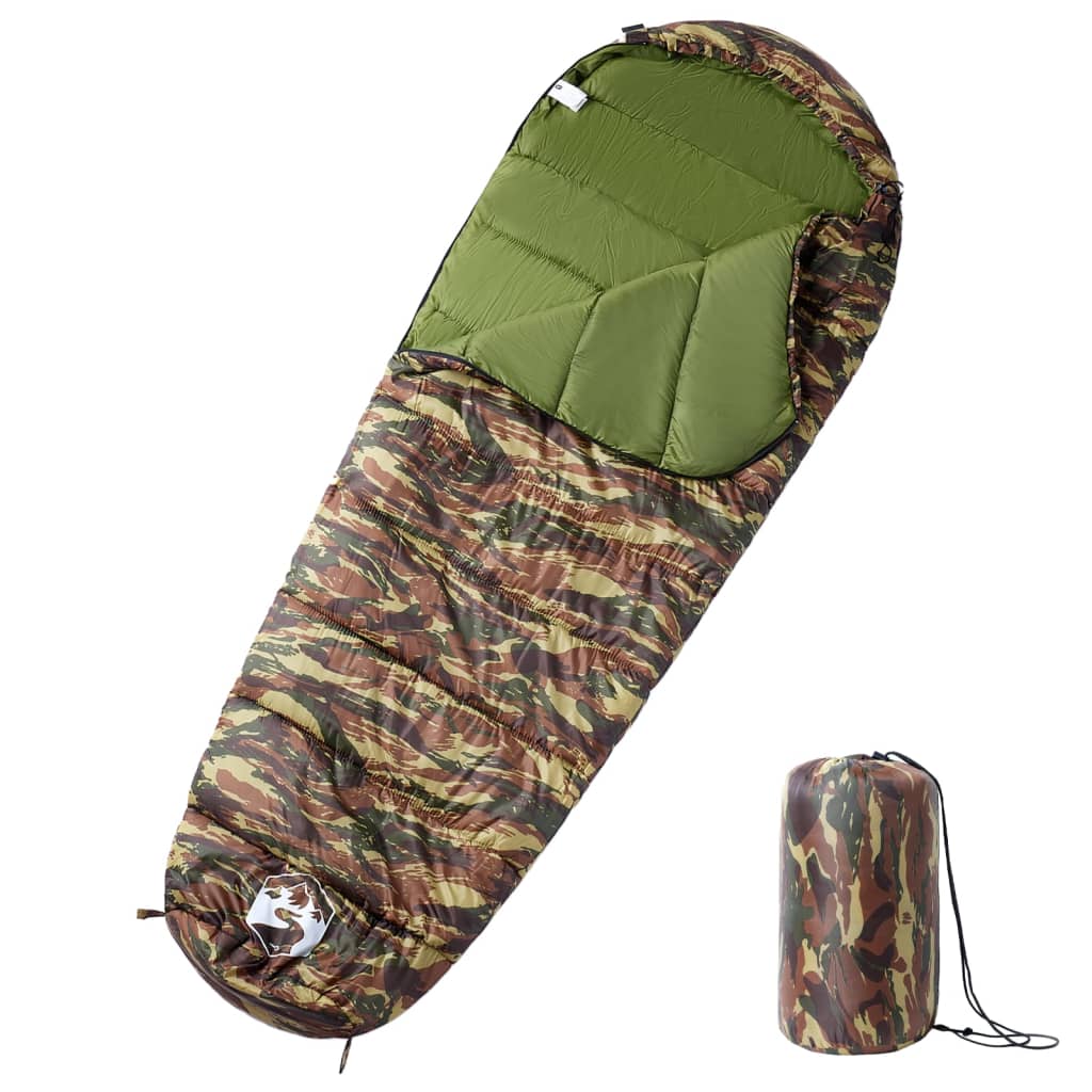 vidaXL Mummy Sleeping Bag for Adults Camping 3 Seasons - Gre - 215 x 85 cm - 64284