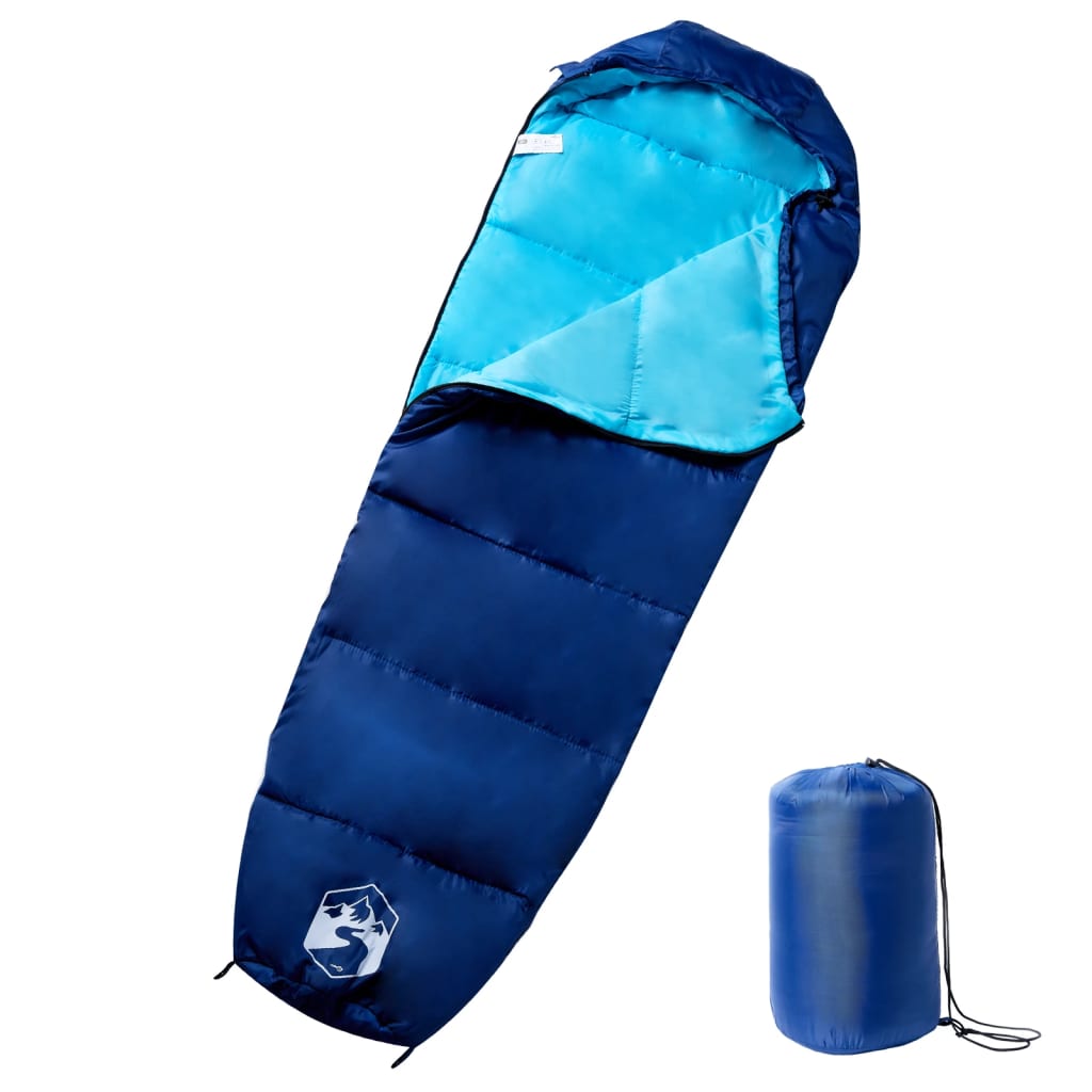 vidaXL Mummy Sleeping Bag for Adults Camping 3 Seasons - Blue - 180 x 63 cm