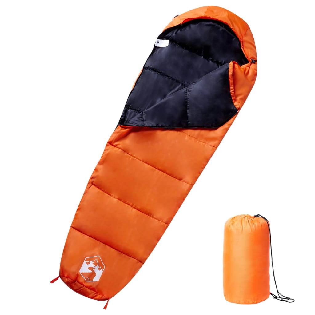 vidaXL Mummy Sleeping Bag for Adults Camping 3 Seasons - Orange - 180 x 63 cm