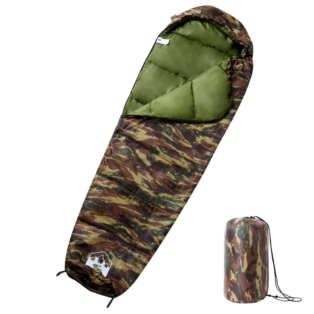 vidaXL Mummy Sleeping Bag for Adults Camping 3 Seasons - Gre - 180 x 63 cm