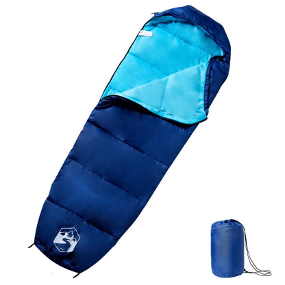 vidaXL Mummy Sleeping Bag for Adults Camping 3 Seasons - Blue - 194 x 68 cm