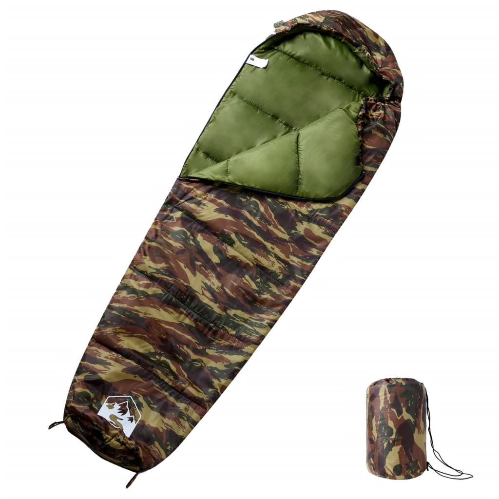 vidaXL Mummy Sleeping Bag for Adults Camping 3 Seasons - Gre - 194 x 68 cm