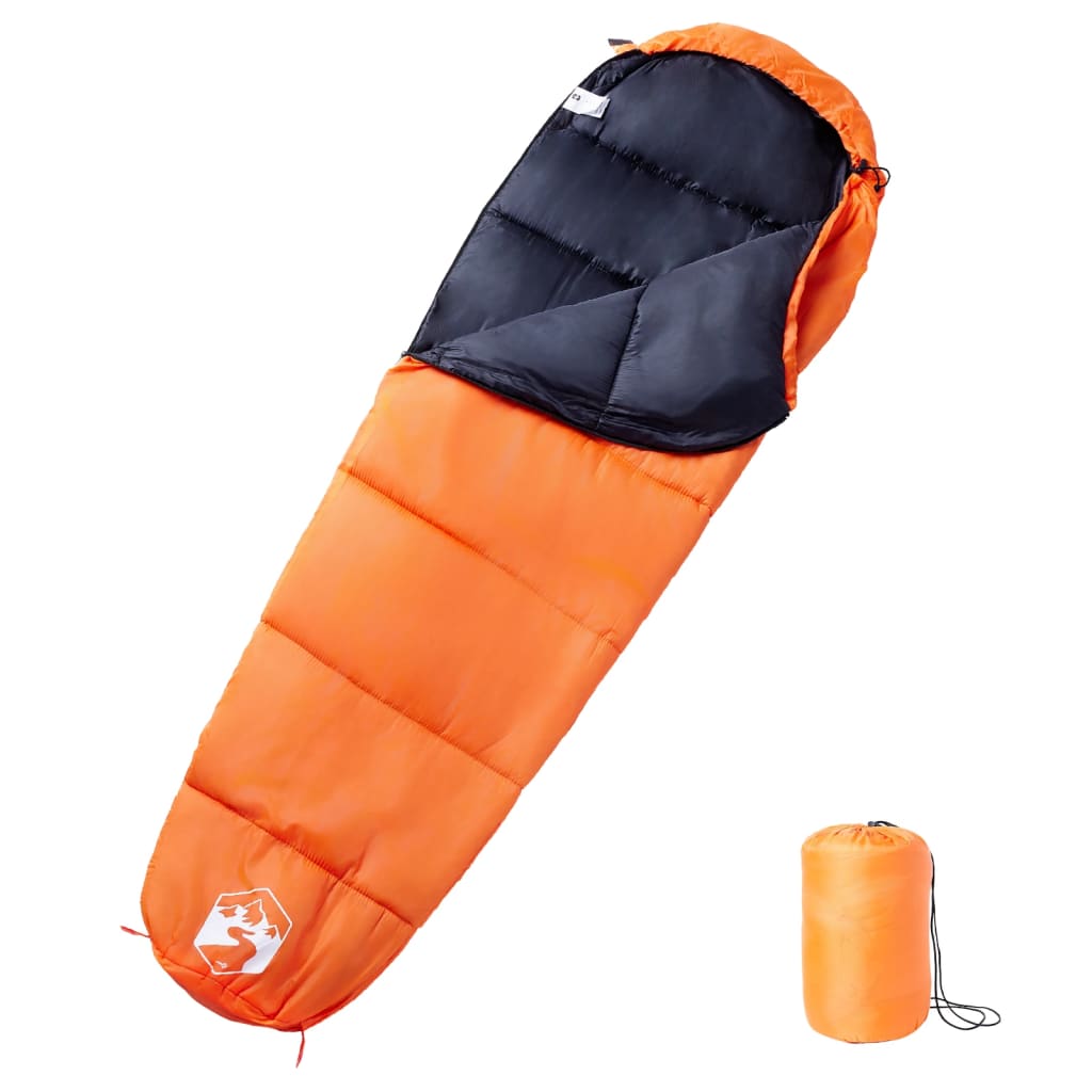 vidaXL Mummy Sleeping Bag for Adults Camping 3 Seasons - Orange - 207 x 70 cm