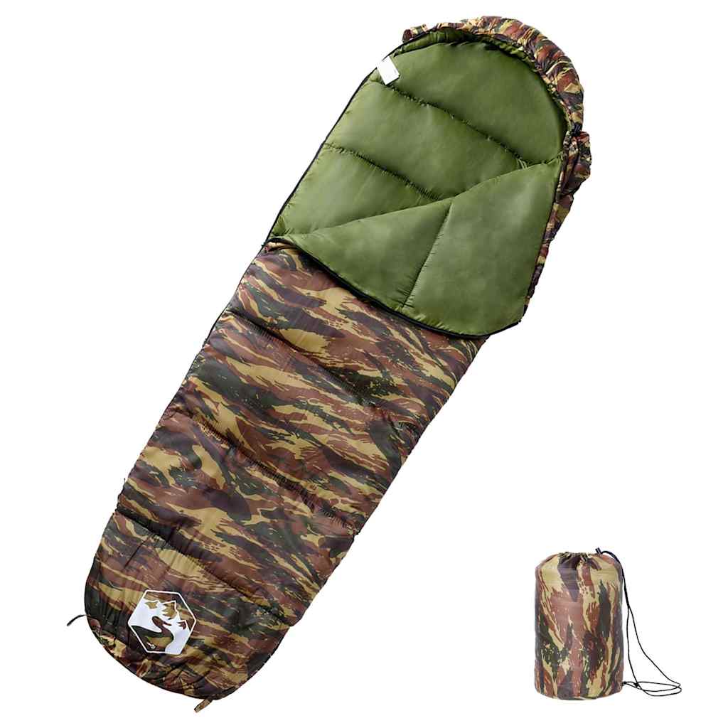 vidaXL Mummy Sleeping Bag for Adults Camping 3 Seasons - Gre - 207 x 70 cm