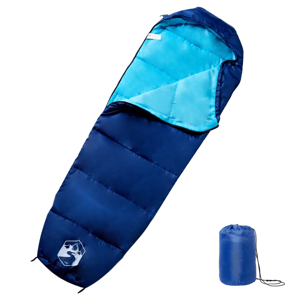 vidaXL Mummy Sleeping Bag for Adults Camping 3 Seasons - Blue - 222 x 74 cm