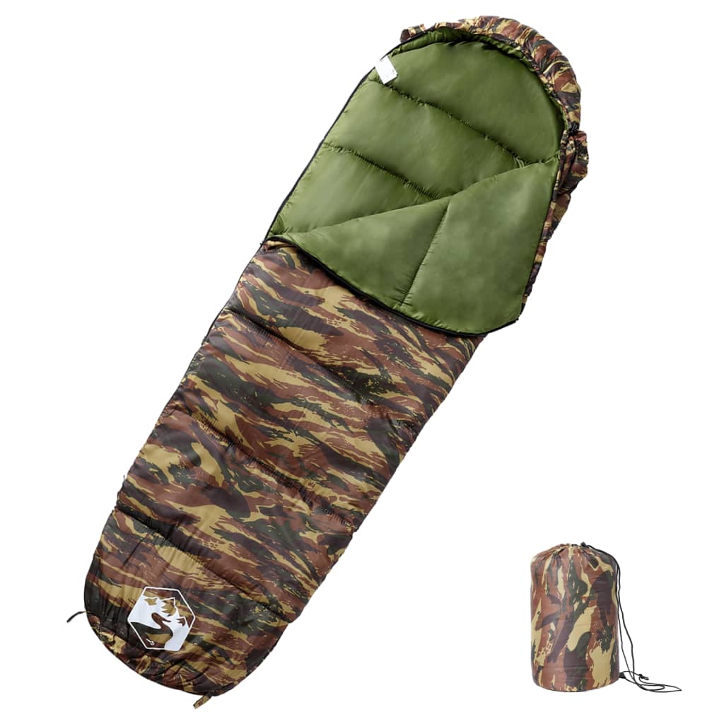 vidaXL Mummy Sleeping Bag for Adults Camping 3 Seasons - Gre - 222 x 74 cm