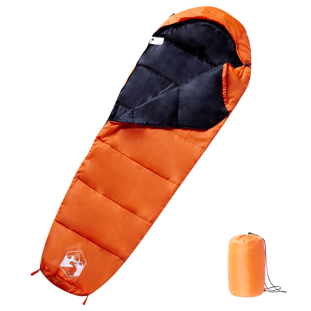 vidaXL Mummy Sleeping Bag for Adults Camping 3 Seasons - Orange - 194 x 68 cm - 64416