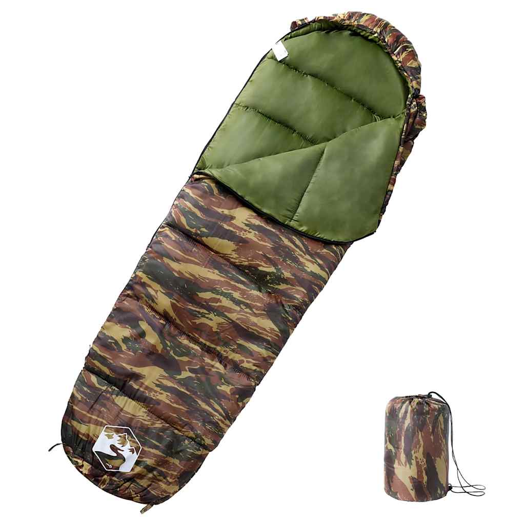 vidaXL Mummy Sleeping Bag for Adults Camping 3 Seasons - Gre - 194 x 68 cm - 64417
