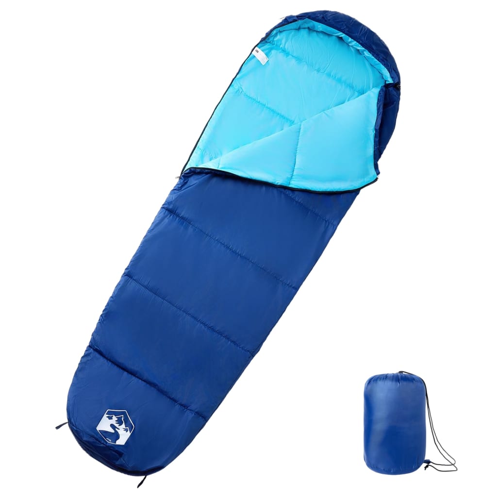 vidaXL Mummy Sleeping Bag for Adults Camping 3 Seasons - Blue - 222 x 74 cm - 64457