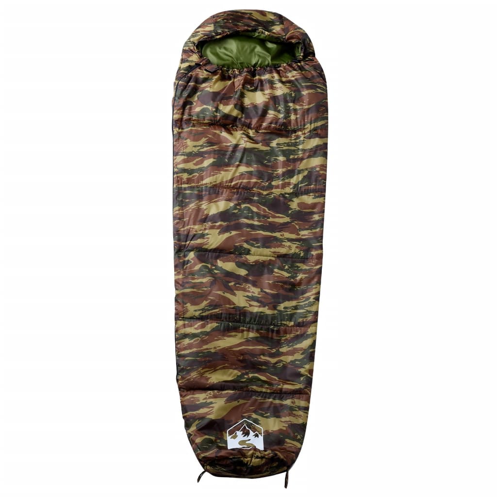 vidaXL Mummy Sleeping Bag for Adults Camping 3 Seasons - Gre - 222 x 74 cm - 64473