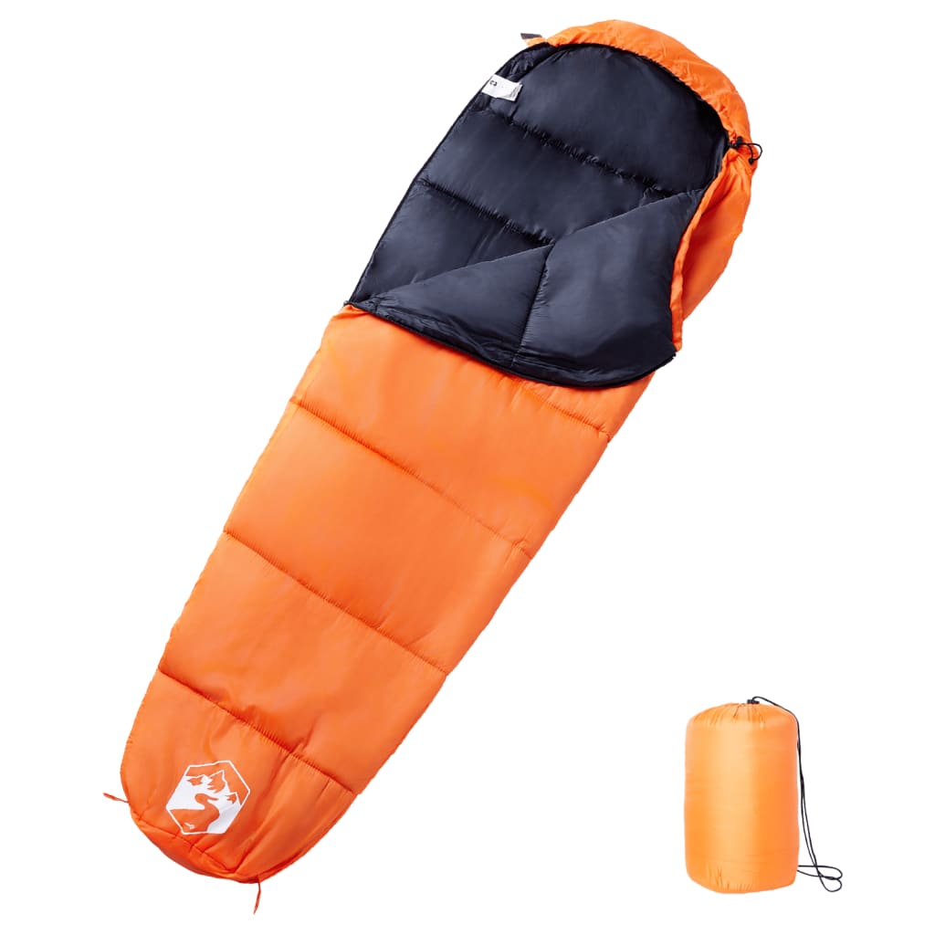 vidaXL Mummy Sleeping Bag for Adults Camping 3 Seasons - Orange - 180 x 62 cm - 64490