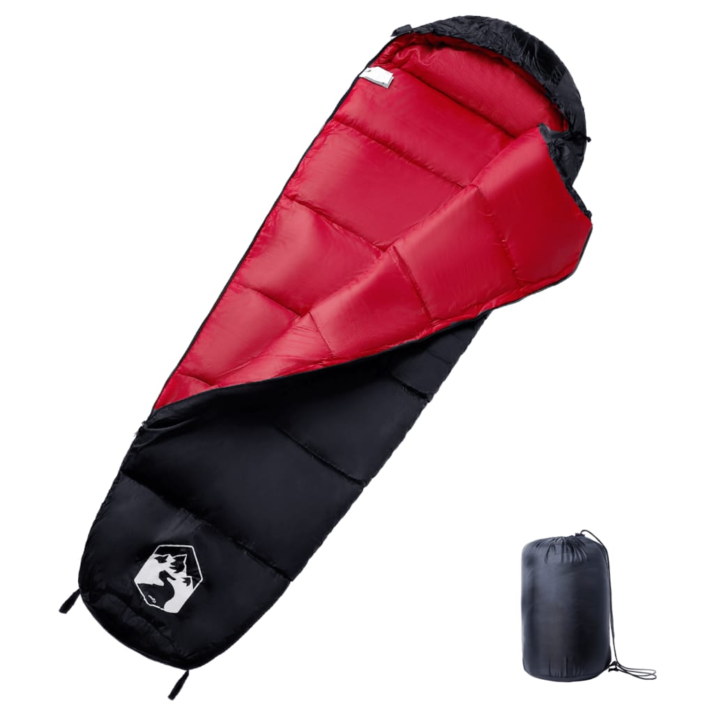 vidaXL Mummy Sleeping Bag for Adults Camping 3 Seasons - Red - 208 x 71 cm