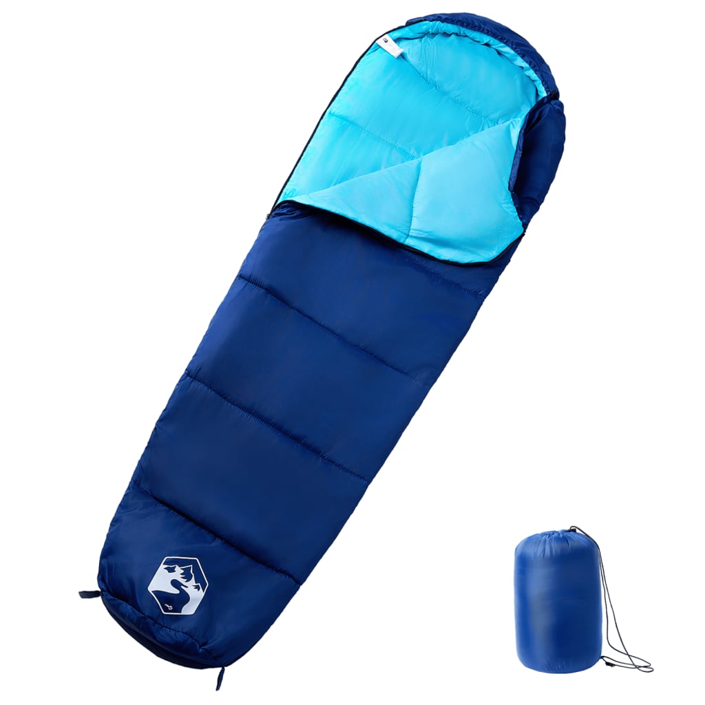 vidaXL Mummy Sleeping Bag for Adults Camping 3 Seasons - Blue - 208 x 71 cm