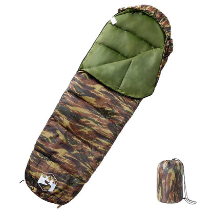 vidaXL Mummy Sleeping Bag for Adults Camping 3 Seasons - Gre - 222 x 74 cm - 64558