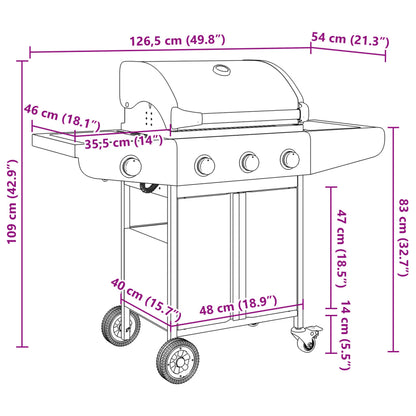 vidaXL Gas BBQ Grill with 4 Burners Silver Stainless Steel