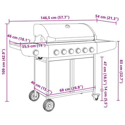 vidaXL Gas BBQ Grill with 7 Burners Silver Stainless Steel