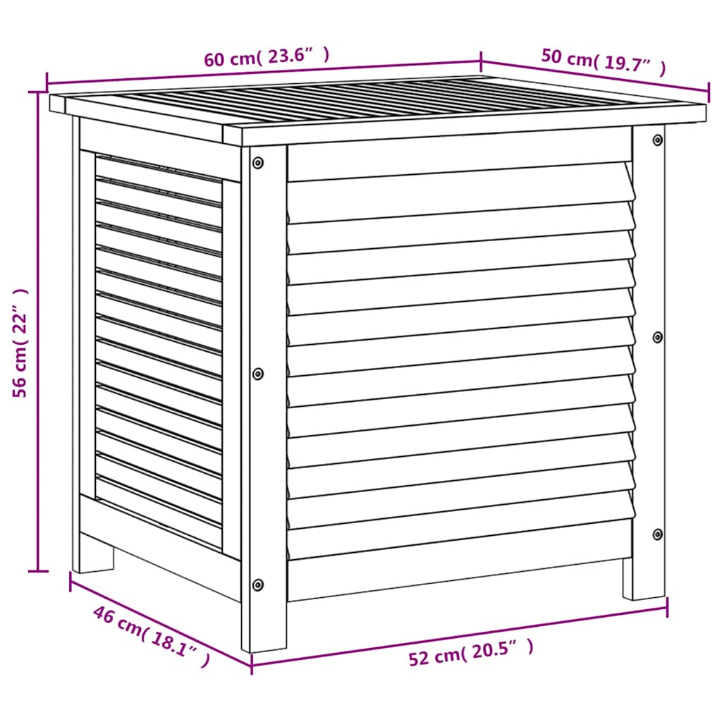 vidaXL Garden Storage Box with Louver 60x50x56 cm Solid Wood Acacia - Brown