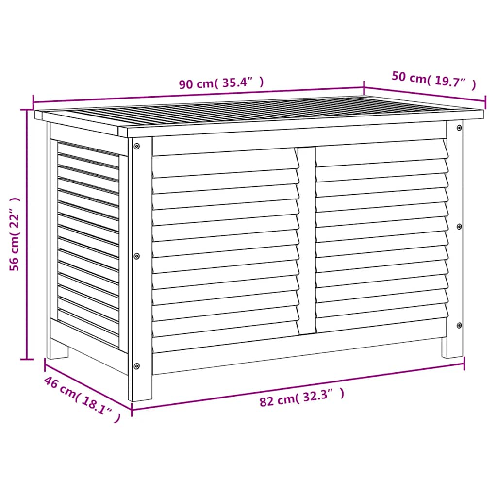 vidaXL Garden Storage Box with Louver 90x50x56 cm Solid Wood Acacia - Brown